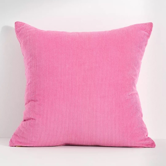 NWT Anthropologie Velvet Corduroy Embroidered Icon Pillow - Pink/Acorn 18x18 - Picture 2 of 3